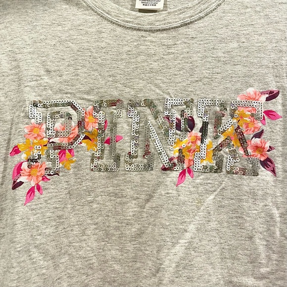 VS Pink HTF Victoria’s Secret Campus Bling Sequin Long Sleeve Tee Shirt L - Picture 4 of 7